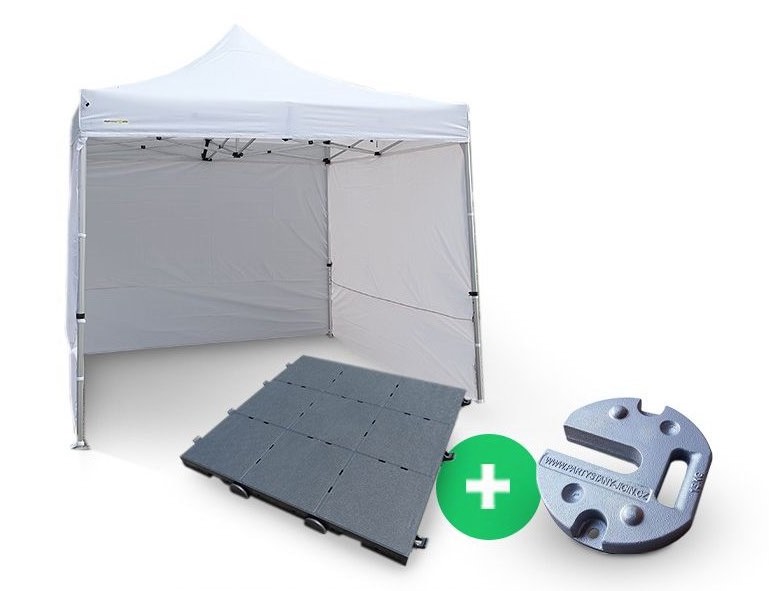 Ollós Party sátor 3x3m ALU Premium 4db ablak nélküli oldal + MŰANYAG PADLÓ 36db + NEHEZÉK 4db